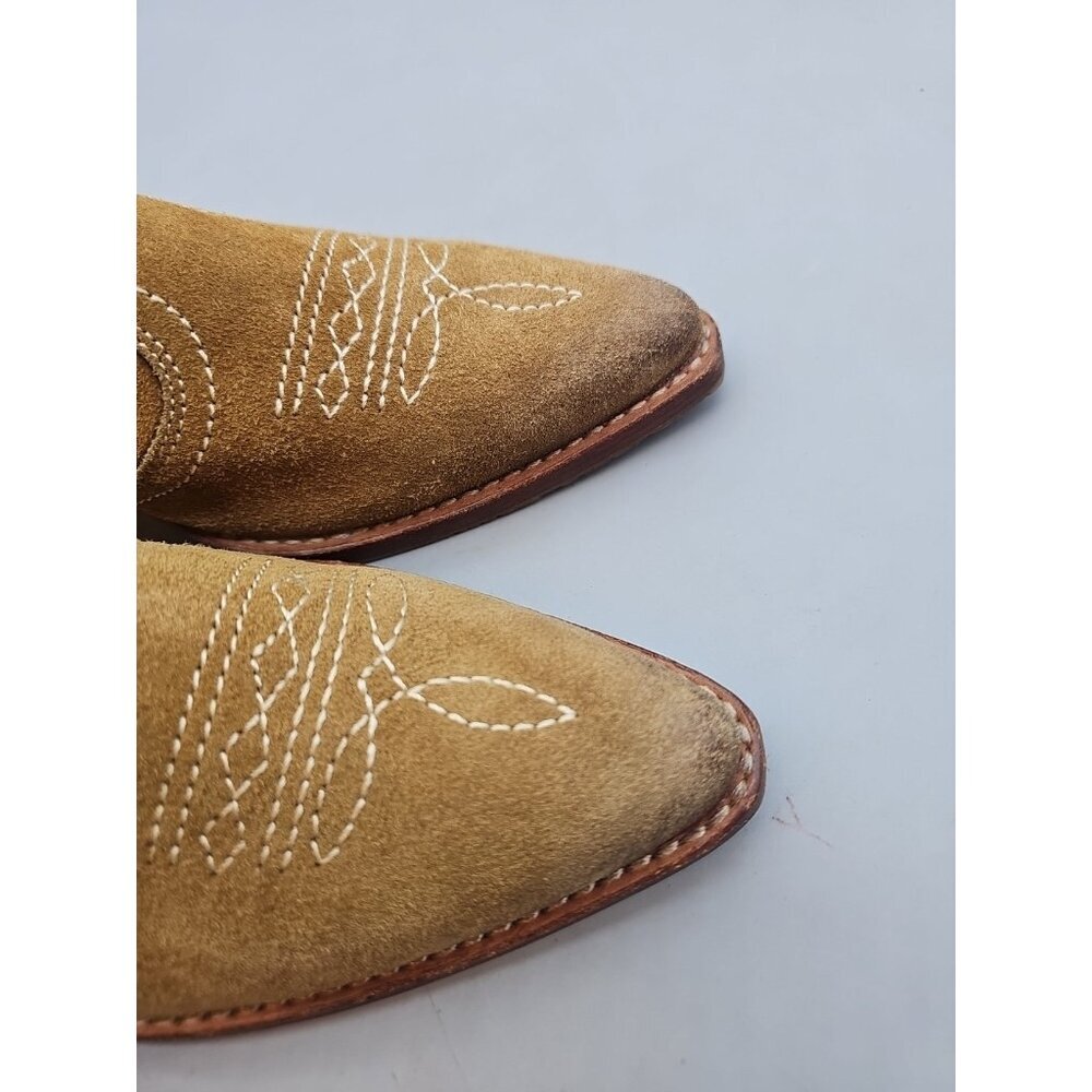 Patricia Nash Tan Suede Embroidered Cowboy Slip on Backless Mules Boots 8.5M‎ - Picture 8 of 9
